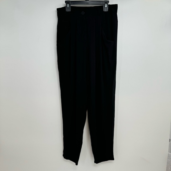 NWT EILEEN FISHER Black Silk Georgette Crepe Taper Ankle Pants Size XXS $258 - Picture 3 of 16